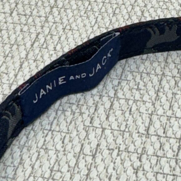 JANIE AND JACK Navy Bow Tie Hook&Loop Red Grey/Silver Christmas Deer NWOT - Picture 2 of 3